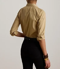 Lauren Ralph Lauren Silky Stretch Cotton Blend Point Collar Long Sleeve Shirt