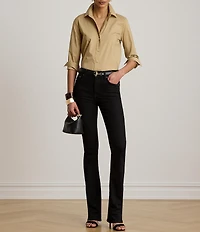 Lauren Ralph Lauren Silky Stretch Cotton Blend Point Collar Long Sleeve Shirt