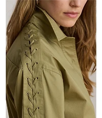 Lauren Ralph Lauren Silky Stretch Cotton Spread Collar Long Sleeve Shirt Dress