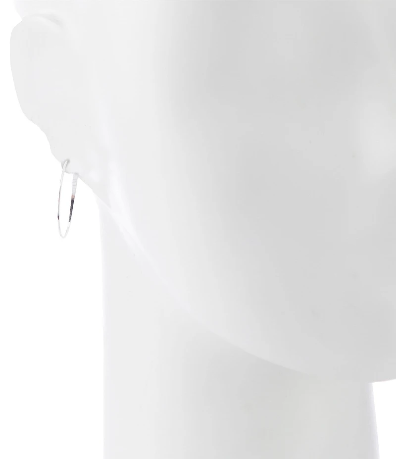 Lauren Ralph Lauren Silver Metal Threader Hoop Earrings