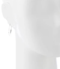 Lauren Ralph Lauren Silver Metal Threader Hoop Earrings