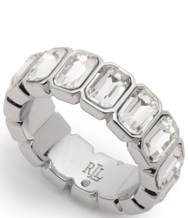 Lauren Ralph Lauren Silver Tone Crystal Tennis Band Ring