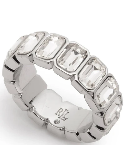 Lauren Ralph Lauren Silver Tone Crystal Tennis Band Ring