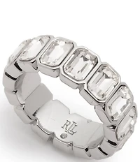 Lauren Ralph Lauren Silver Tone Crystal Tennis Band Ring
