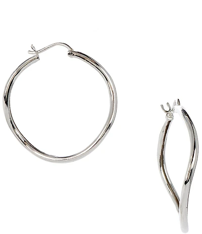 Lauren Ralph Lauren Silver Tone Hoop Earrings