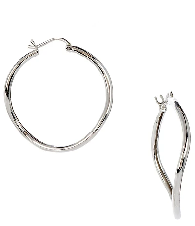 Lauren Ralph Lauren Silver Tone Hoop Earrings