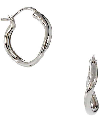 Lauren Ralph Lauren Silver Tone Huggie Hoop Earrings
