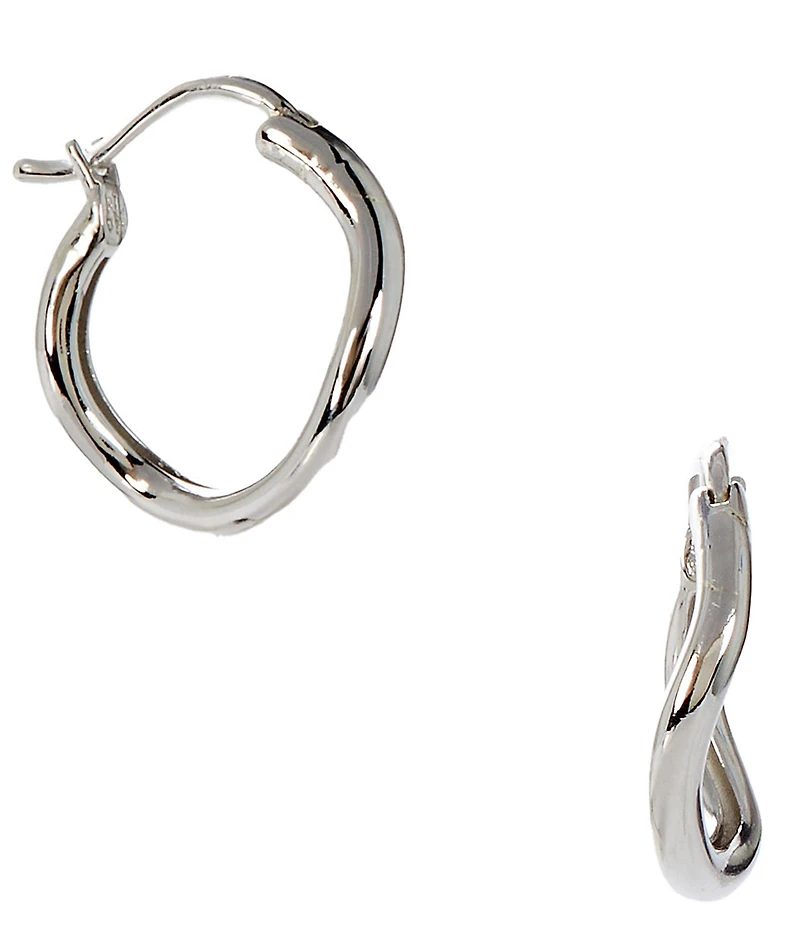 Lauren Ralph Lauren Silver Tone Huggie Hoop Earrings