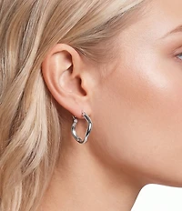 Lauren Ralph Lauren Silver Tone Huggie Hoop Earrings