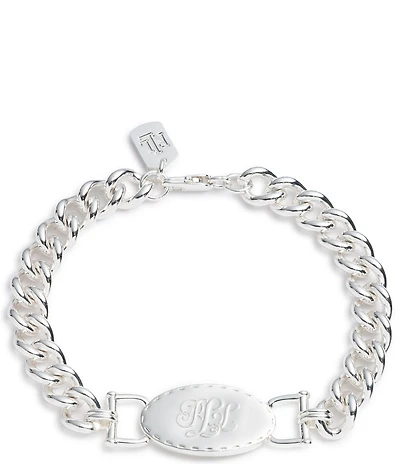 Lauren Ralph Lauren Silver Tone Logo Link Flex Line Bracelet