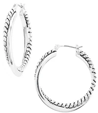 Lauren Ralph Lauren Silver Twisted Hoop Earrings