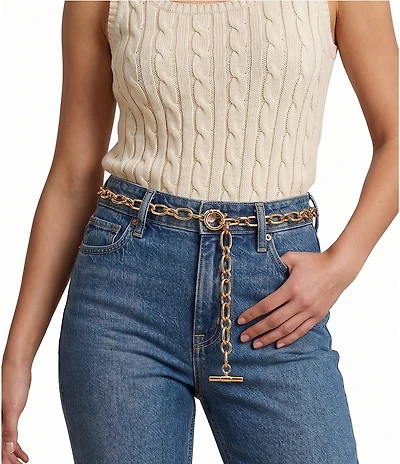 Lauren Ralph Lauren Skinny Metal Chain Link Toggle Belt