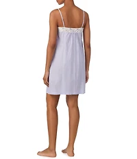 Lauren Ralph Lauren Sleeveless Border Trimmed Striped Short Nightgown