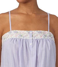 Lauren Ralph Lauren Sleeveless Border Trimmed Striped Short Nightgown