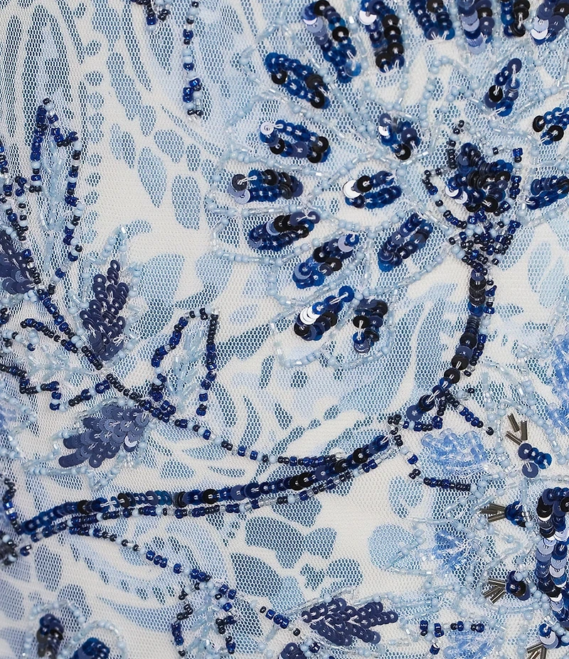 Lauren Ralph Lauren Sleeveless Floral Beaded Tulle Gown