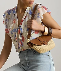 Lauren Ralph Lauren Small Lynden Straw Shoulder Bag