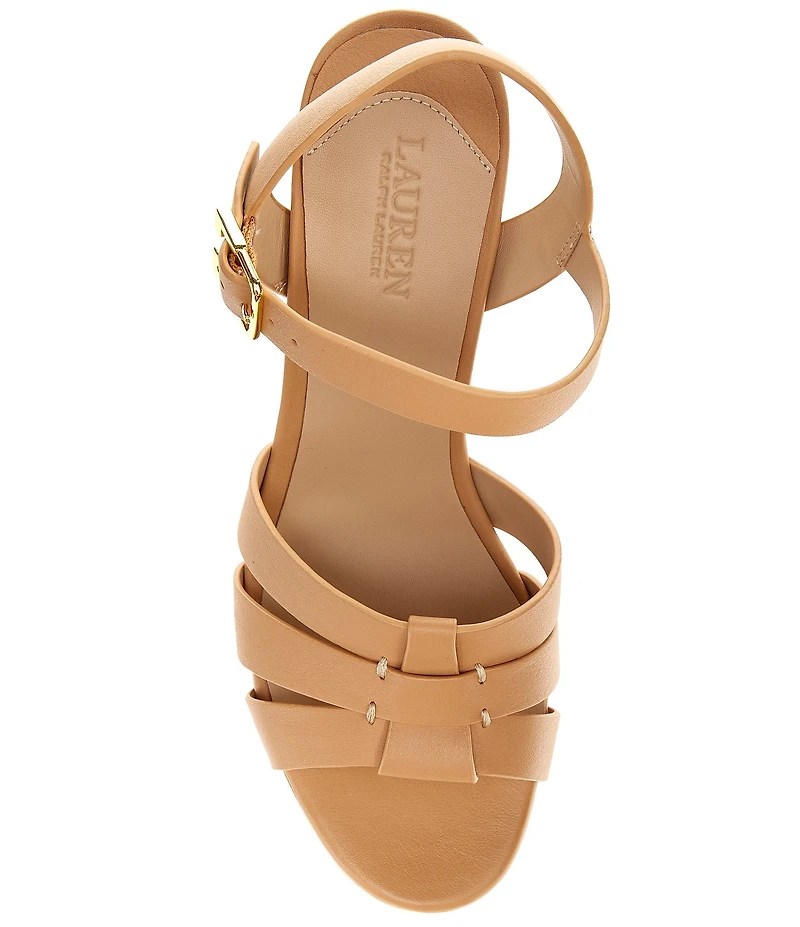 Lauren Ralph Lauren Soffia Nappa Leather Ankle Strap Block Heel Sandals