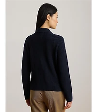Lauren Ralph Lauren Soft Wool Blend Johnny Collar Long Sleeve Polo Sweater