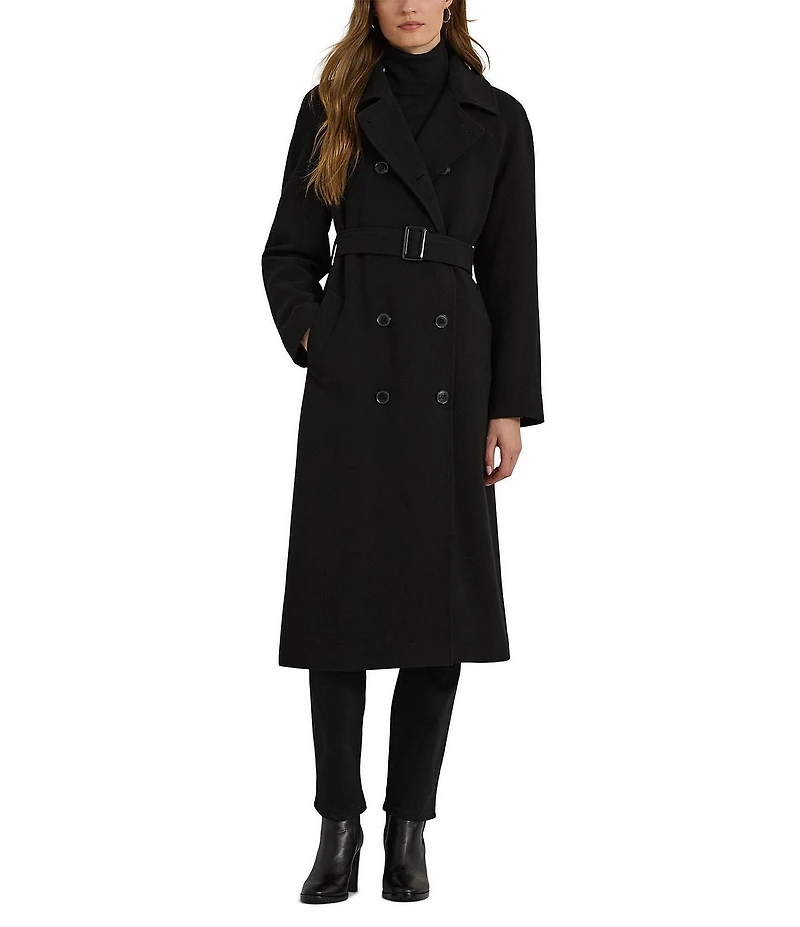 Lauren Ralph Lauren Solid Crepe Notch Collar Single Breasted Coat