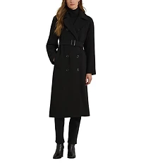 Lauren Ralph Lauren Solid Crepe Notch Collar Single Breasted Coat