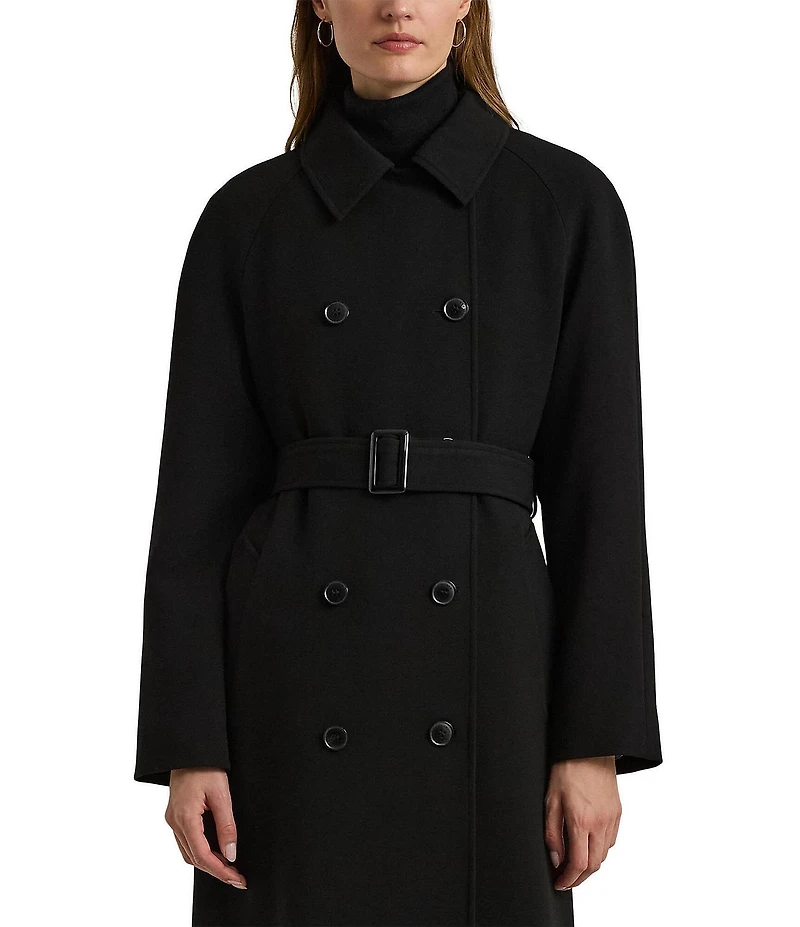 Lauren Ralph Lauren Solid Crepe Notch Collar Single Breasted Coat