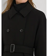 Lauren Ralph Lauren Solid Crepe Notch Collar Single Breasted Coat