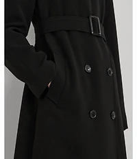 Lauren Ralph Lauren Solid Crepe Notch Collar Single Breasted Coat
