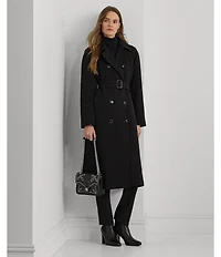 Lauren Ralph Lauren Solid Crepe Notch Collar Single Breasted Coat