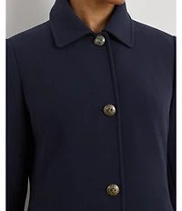 Lauren Ralph Lauren Solid Crepe Notch Collar Single Breasted Coat