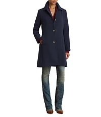 Lauren Ralph Lauren Solid Crepe Notch Collar Single Breasted Coat