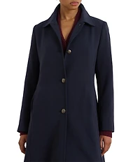 Lauren Ralph Lauren Solid Crepe Notch Collar Single Breasted Coat