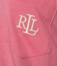Lauren Ralph Lauren Solid Long Sleeve Notch Collar Long Pant Jersey Knit Pajama Set