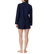 Lauren Ralph Lauren Solid Long Sleeve Notch Collar Woven Cotton Boxer Pajama Set