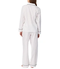 Lauren Ralph Lauren Solid Long Sleeve Notch Collar Woven Cotton Pant Pajama Set
