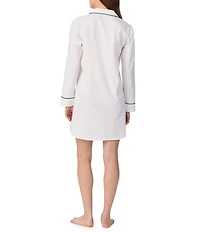 Lauren Ralph Lauren Solid Long Sleeve Notch Collar Woven Cotton Sleepshirt