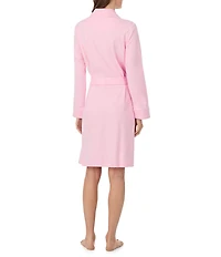 Lauren Ralph Lauren Solid Long Sleeve Quilted Shawl Collar Knit Short Robe