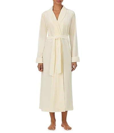 Lauren Ralph Lauren Solid Long Sleeve Shawl Collar Velvet Long Robe