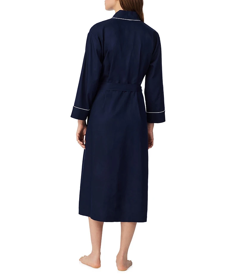 Lauren Ralph Lauren Solid Long Sleeve Woven Cotton Ballet Kimono Robe
