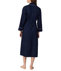 Lauren Ralph Lauren Solid Long Sleeve Woven Cotton Ballet Kimono Robe