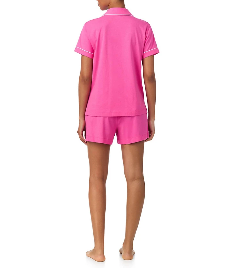 Lauren Ralph Lauren Solid Short Sleeve Notch Collar Shorty Jersey Knit Pajama Set