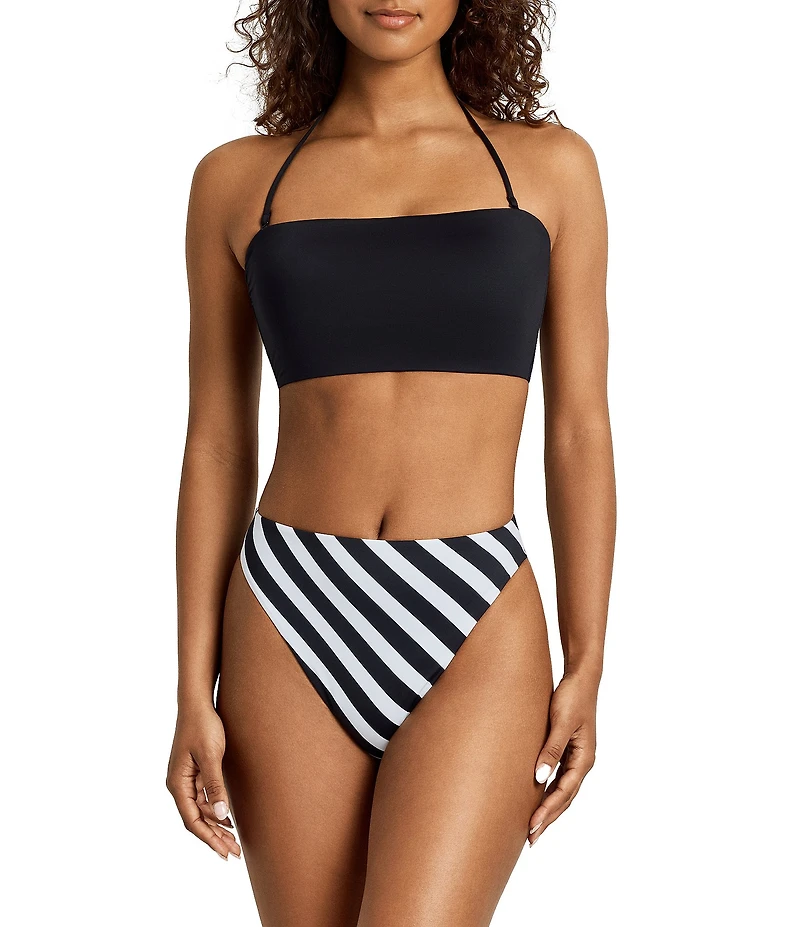 Lauren Ralph Lauren Speed Stripe High Leg Swim Bottom