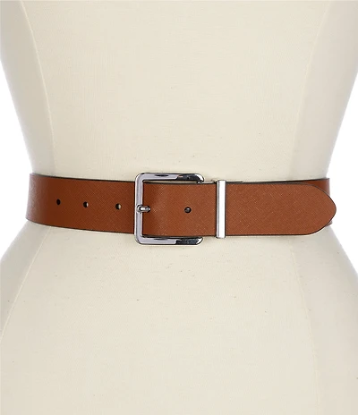 Lauren Ralph Lauren Square 1.25#double; Reversible Crosshatch Leather Belt
