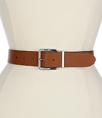 Lauren Ralph Lauren Square 1.25#double; Reversible Crosshatch Leather Belt