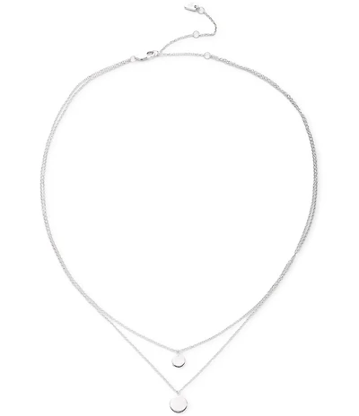 Lauren Ralph Lauren Sterling Silver 2 Row Disc Short Pendant Necklace