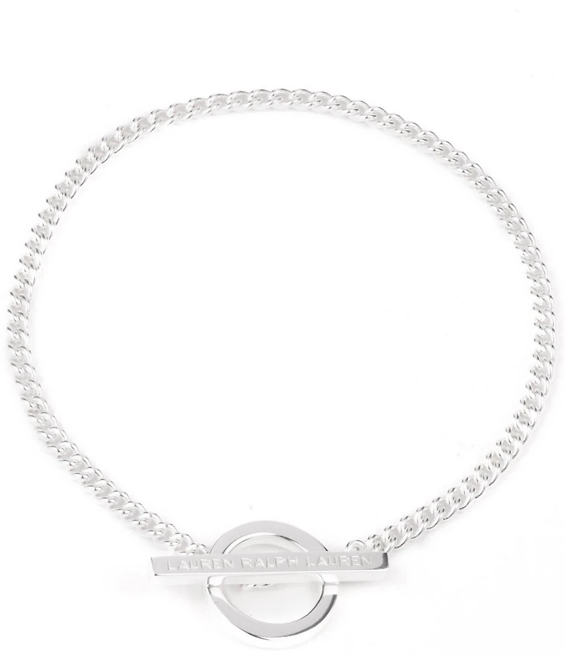Lauren Ralph Lauren Sterling Silver Bar Logo Flex Toggle Line Bracelet