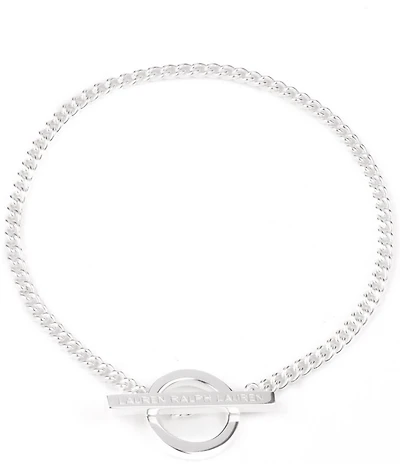 Lauren Ralph Lauren Sterling Silver Bar Logo Flex Toggle Line Bracelet