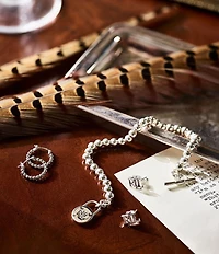 Lauren Ralph Lauren Sterling Silver Bead Hoop Earrings