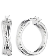Lauren Ralph Lauren Sterling Silver Logo Hoop Earrings