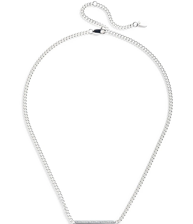Lauren Ralph Lauren Sterling Silver Logo Linear Bar Collar Necklace
