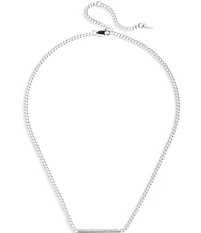 Lauren Ralph Lauren Sterling Silver Logo Linear Bar Collar Necklace
